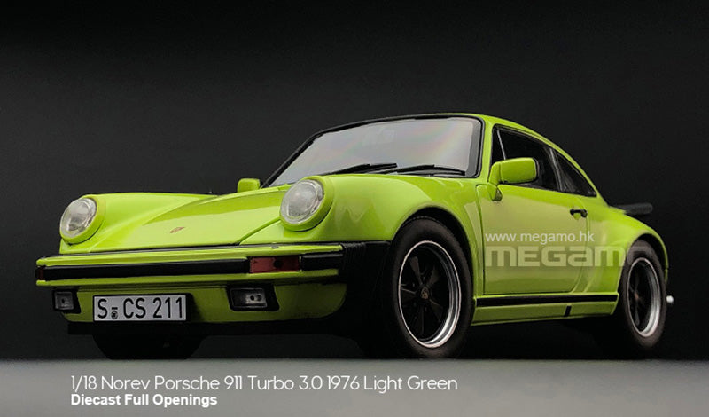 1/18 Norev Porsche 911 930 Turbo 3.0 1976 Light Green Diecast Full Openings