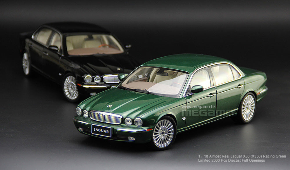 1/18 Almost Real Jaguar XJ6 X350 2006 Black Green Diecast Full Opening