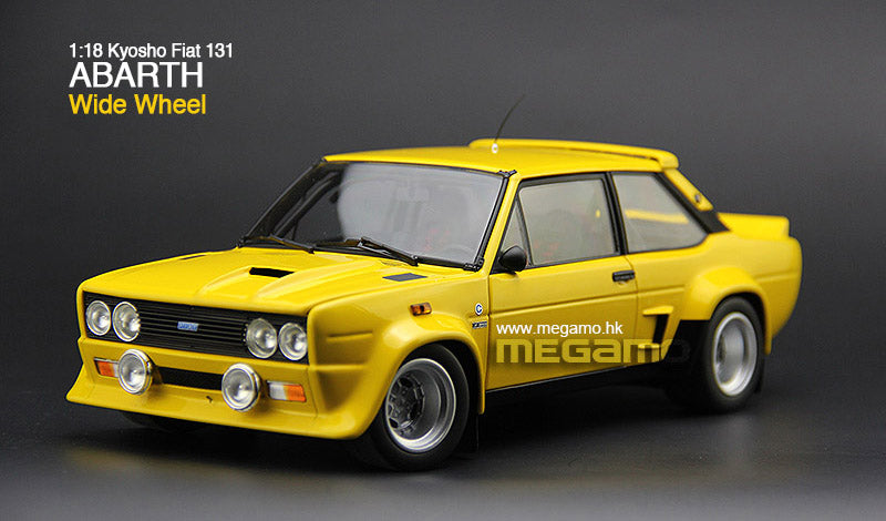 1:18 Kyosho Fiat 131 Abarth Yellow Wide Body Version with Wide Tyre Diecast  Full Open Model