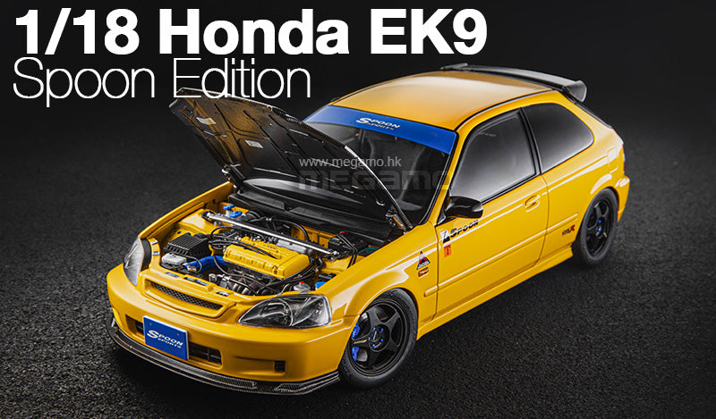 Pre Order 1/18 Motorhelix Honda Civic Type R EK9 Spoon Edition Yellow White Ltd 699 Pcs JDM Diecast Full Open