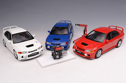 1/18 Pre Order Motorhelix Mitsubishi Lancer EVO IV 4th White Red Blue JDM Diecast Full Open