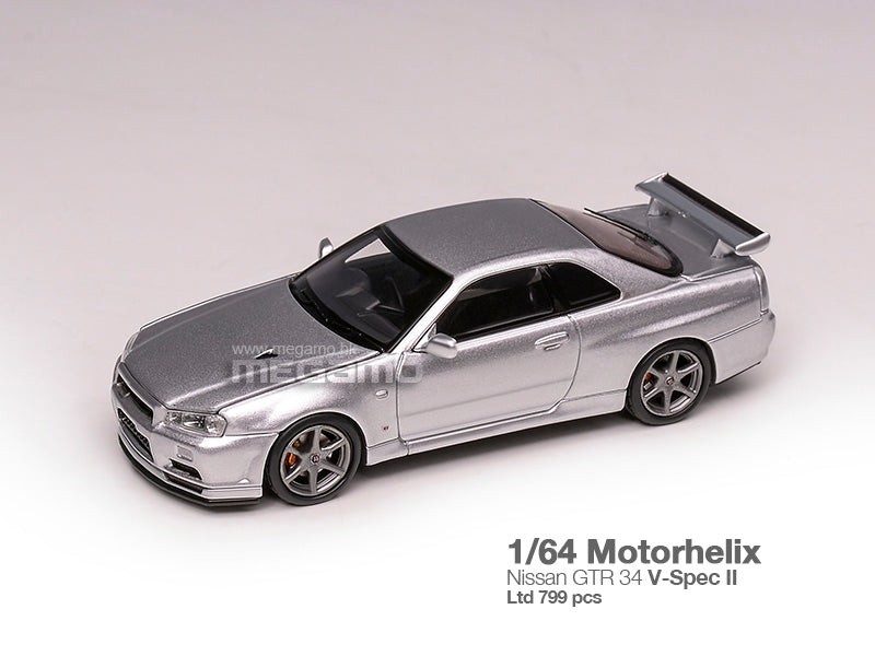 Pre Order Free Shipping 1/64 Motorhelix Nissan Skyline GT-R R34 V-Spec II Open Bonnet Diecast Model