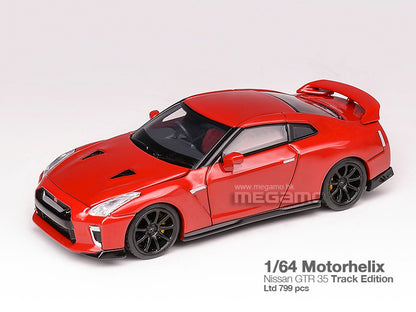 Pre Order Free Shipping 1/64 Motorhelix Nissan Skyline GT-R R35 Track Edition Open Bonnet Diecast Model