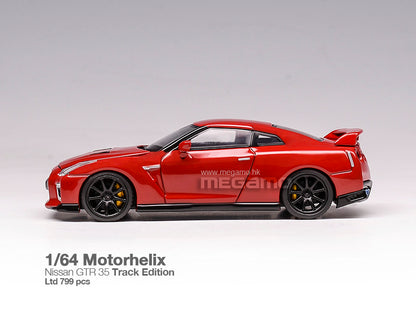 Pre Order Free Shipping 1/64 Motorhelix Nissan Skyline GT-R R35 Track Edition Open Bonnet Diecast Model