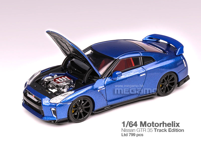 Pre Order Free Shipping 1/64 Motorhelix Nissan Skyline GT-R R35 Track Edition Open Bonnet Diecast Model