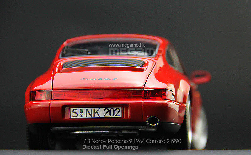 1/18 Norev Porsche 911 964 Carrera 2 1990 Red Diecast Full Open