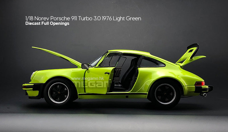 1/18 Norev Porsche 911 930 Turbo 3.0 1976 Light Green Diecast Full Openings