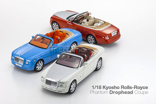 Pre Order 1/18 Kyosho Rolls Royce Phantom Drophead Coupe Convertible Cabrio White Blue Red Diecast Full Open Est Release in December-2024