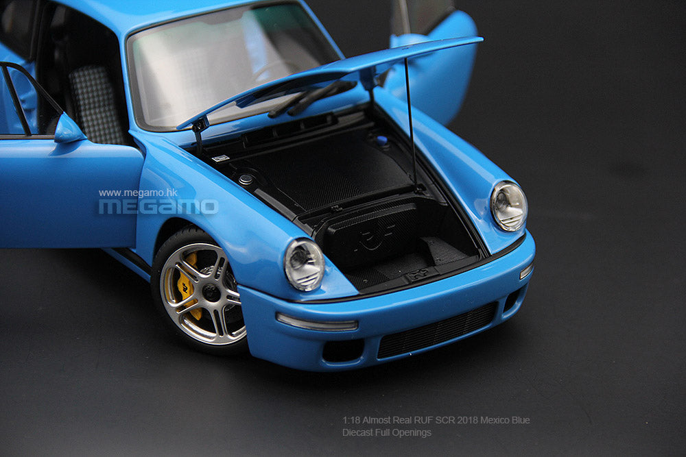 1/18 Almost Real RUF SCR CRT Porsche 911 Mexico Blue Blossom Yellow Green  Diecast Full Open - SCR Birch Green Ltd 504