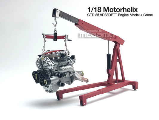 Free Shipping 1/18 MH Motorhelix JDM Engine Model Nissan GTR R35 VR38DETT + Crane Lift