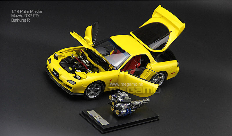 1/18 LCD Polar Master Mazda RX7 FD FD3S Bathurst R Yellow 1991-2002 Full Open Diecast