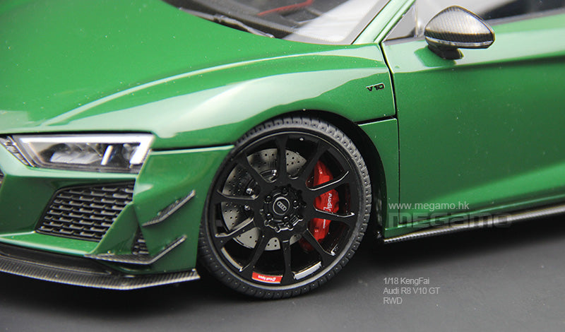 1/18 Kengfai AUDI R8 GT Matte Suzuka Grey Red Green Diecast Full Open