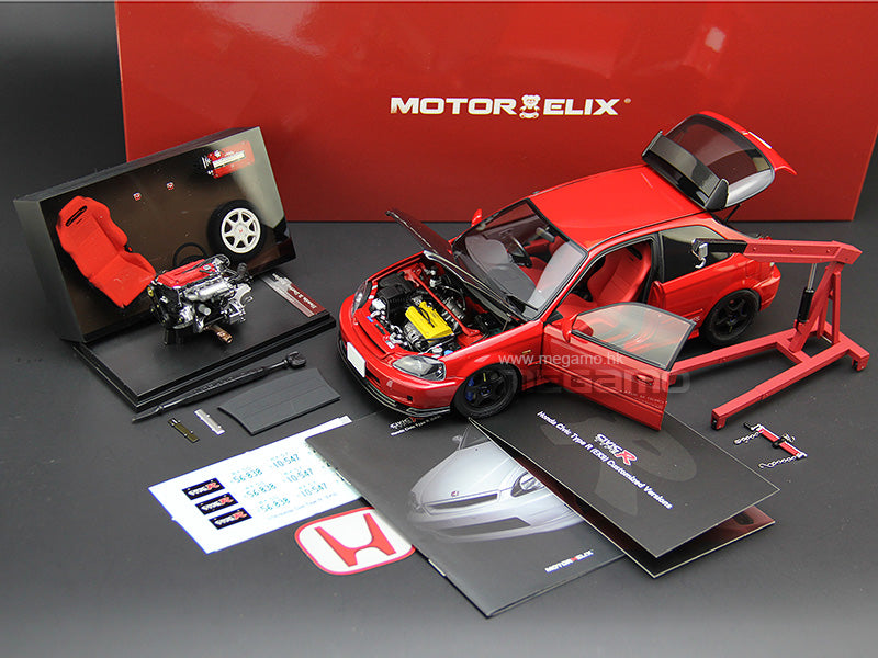 1/18 Motorhelix Honda Civic Type R EK9-120 China Toy Expo Red Black Carbon Hood Ltd 599 Pcs JDM Diecast Full Open