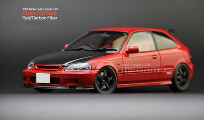 1/18 Motorhelix Honda Civic Type R EK9-120 China Toy Expo Red Black Carbon Hood Ltd 599 Pcs JDM Diecast Full Open