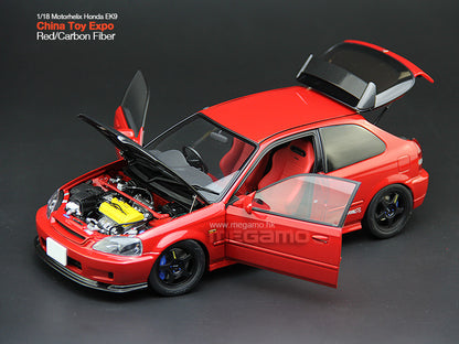 1/18 Motorhelix Honda Civic Type R EK9-120 China Toy Expo Red Black Carbon Hood Ltd 599 Pcs JDM Diecast Full Open