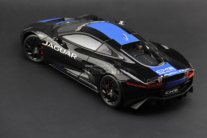 1/18 Almost Real Jaguar C-X75 2013 Hybrid Prototype Black w/ Blue Stripes Diecast 3 Openings Ltd 300 Pcs