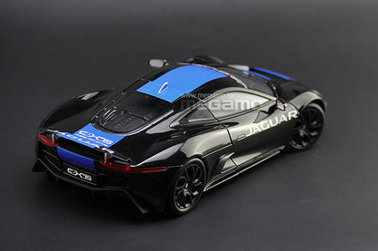 1/18 Almost Real Jaguar C-X75 2013 Hybrid Prototype Black w/ Blue Stripes Diecast 3 Openings Ltd 300 Pcs