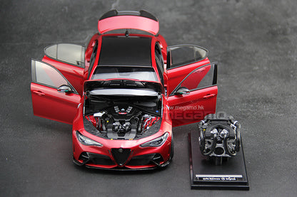 1/18 Motorhelix Alfa Romeo Giulia GTA Red White Green Diecast Full Open with Engine Model