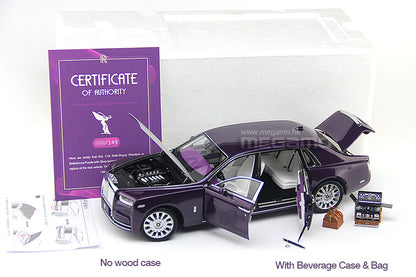 1/18 Rolls Royce Phantom VIII 8th 2018-2023 Purple Silver Hood Diecast Full Open Ltd 149 Pcs