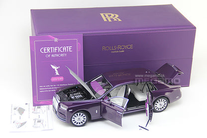 1/18 Rolls Royce Phantom VIII 8th 2018-2023 Purple Silver Hood Diecast Full Open Ltd 149 Pcs