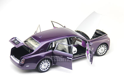 1/18 Rolls Royce Phantom VIII 8th 2018-2023 Purple Silver Hood Diecast Full Open Ltd 149 Pcs