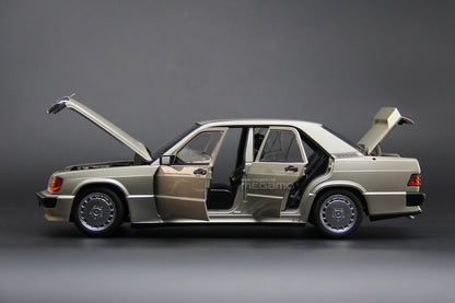 1/18 Norev Mercedes-Benz 190E 2.3-16 W201 Smoke Silver 1984 Diecast Full Open