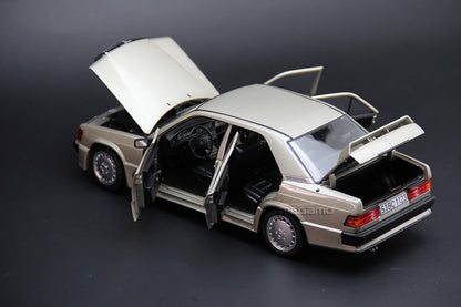 1/18 Norev Mercedes-Benz 190E 2.3-16 W201 Smoke Silver 1984 Diecast Full Open