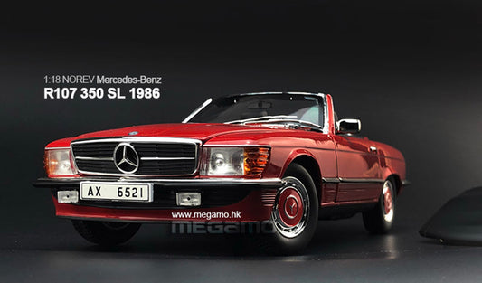 1/18 Norev Mercedes-Benz R107 350 450 SL 1986 1979 Red Yellow Cabrio Deicast full open model