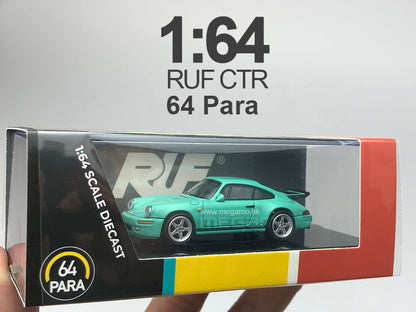 1/64 PARA 64 Porsche 911 RUF CTR Yellowbird 1987 Blossom Yellow Green Diecast Model