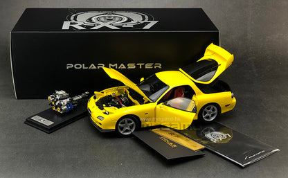 1/18 LCD Polar Master Mazda RX7 FD FD3S Bathurst R Yellow 1991-2002 Full Open Diecast