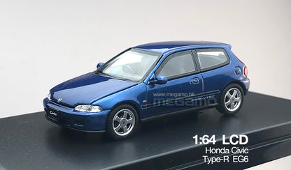 Free Shipping 1/64 LCD Honda Civic EG6 1995 Red Blue Yellow White Black Silver JDM Open bonnet