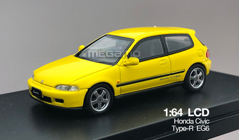 Free Shipping 1/64 LCD Honda Civic EG6 1995 Red Blue Yellow White Black Silver JDM Open bonnet