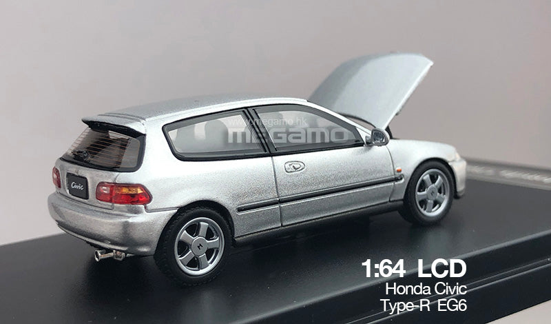 Free Shipping 1/64 LCD Honda Civic EG6 1995 Red Blue Yellow White Black Silver JDM Open bonnet