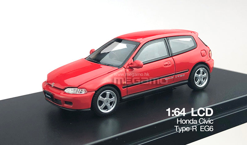 Free Shipping 1/64 LCD Honda Civic EG6 1995 Red Blue Yellow White Black Silver JDM Open bonnet