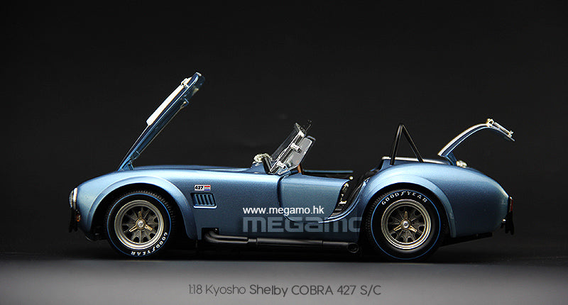 1/18 Kyosho Shelby Cobra 427 S/C Saphire Blue Silver Dark Blue Diecast Full  Open