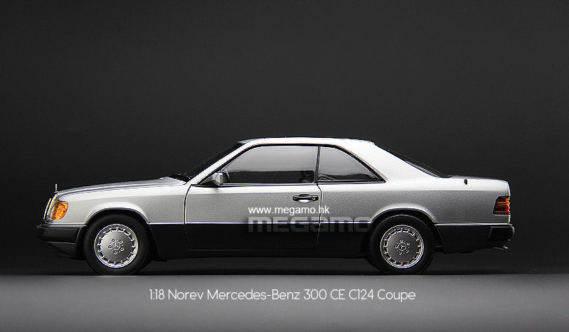 1/18 Norev Mercedes-Benz 300 CE 1990 Silver C124 Coupe Diecast Full Open