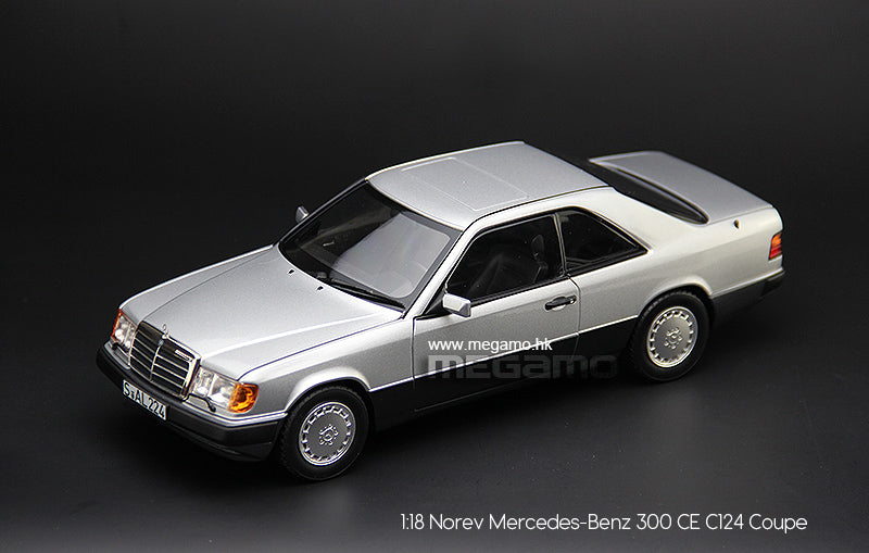 1/18 Norev Mercedes-Benz 300 CE 1990 Silver C124 Coupe Diecast Full Open