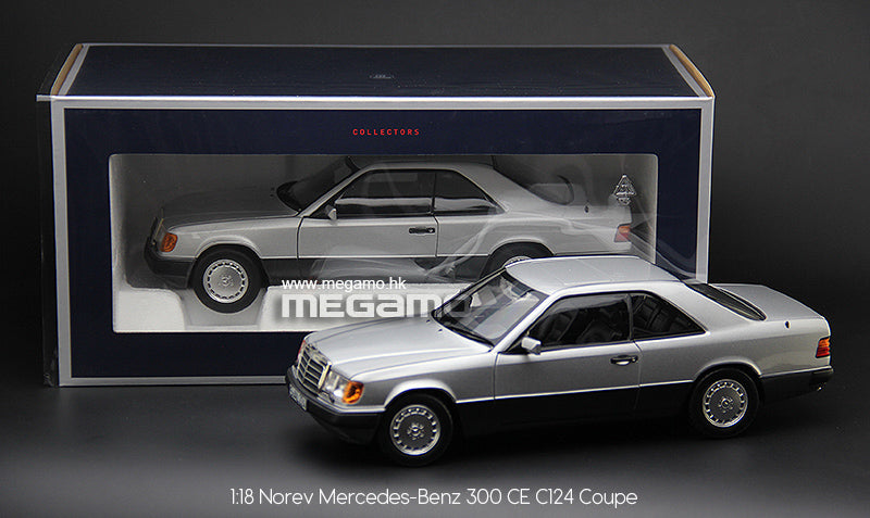 1/18 Norev Mercedes-Benz 300 CE 1990 Silver C124 Coupe Diecast Full Open