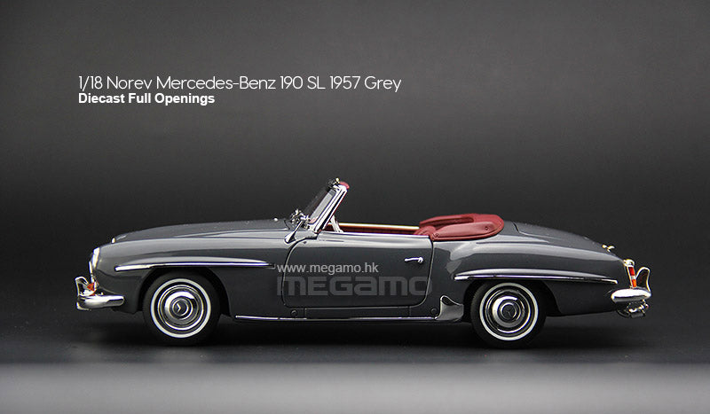 1:18 Norev Mercedes-Benz 190 SL Soft Top 1957 Cabriolet Grey Diecast Full Openings