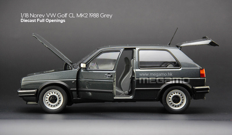 1/18 Norev Volkswagen VW Golf CL 1988 MK2 Grey Diecast Full Openings