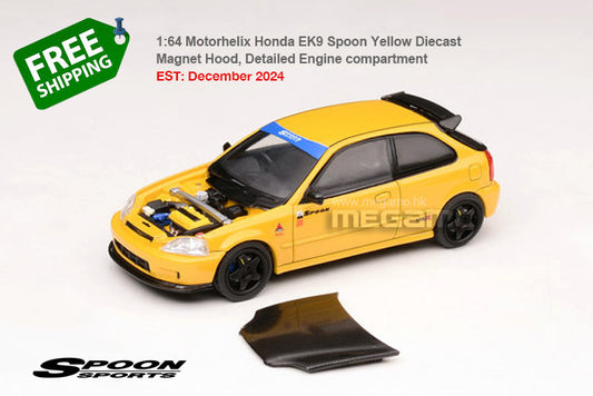 Pre Order 1/64 Motorhelix Honda EK9 Spoon Mugen Version Yellow White Red Magnet Hood Diecast