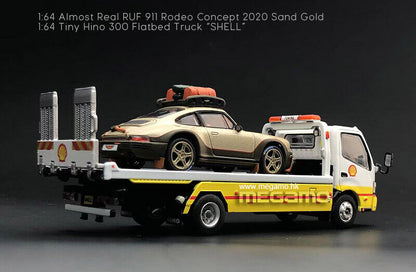 1/64 Almost Real RUF 911 Rodeo Concept + Tiny HINO 300 Flatbed Truck