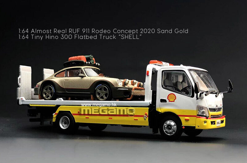 1/64 Almost Real RUF 911 Rodeo Concept + Tiny HINO 300 Flatbed Truck